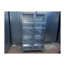 Vet cage with trays and wheels