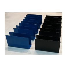 Black and blue napkin holders with solid walls