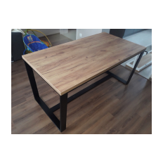Metal table with wooden top