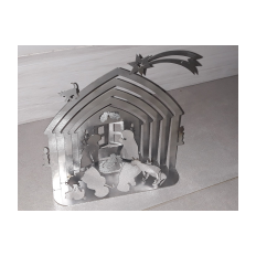 Metal Christmas nativity scene made of stainless steel