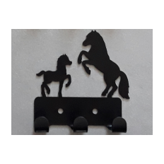 Small metal wall hanger - black horses