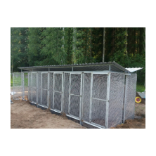 Stainless steel aviaries for dormers partly buried in the ground