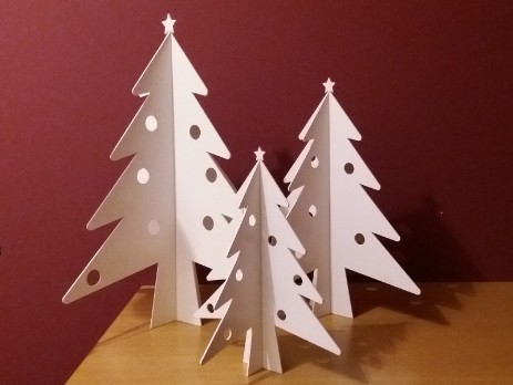 Set of white Christmas trees