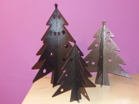 Set of antique copper Christmas trees