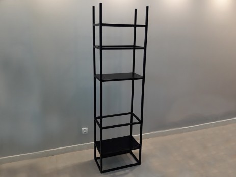 Metal structure of the rack with shelves