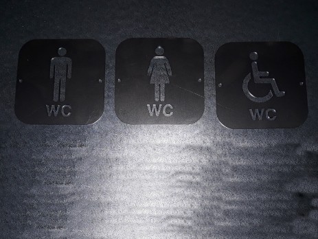 Metal toilet signs