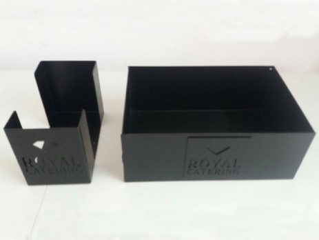 Rectangular napkin holder and box with logo Royal Catering