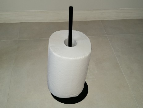 Metal stand on paper towels