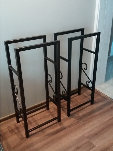 Wood racks with decorations on the sides