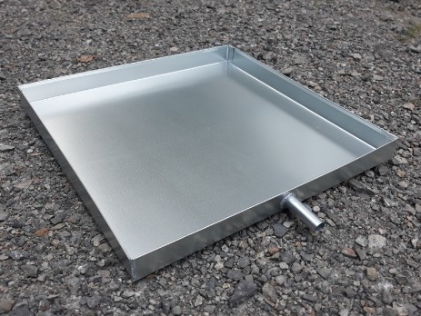Galvanized tray with drain pipe