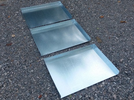 Galvanized trays open one side