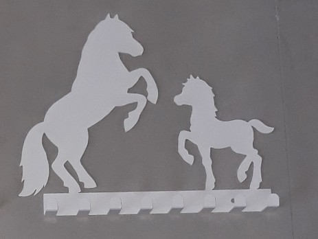 Metal wall hanger - white horses
