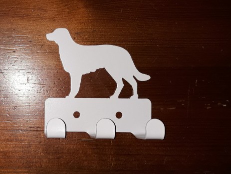 Small metal wall hanger - white dog