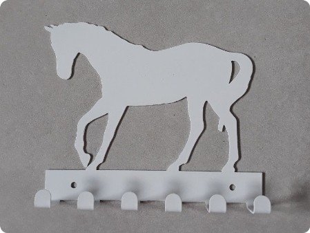 Metalowy wieszak koń 6 haczyków biały