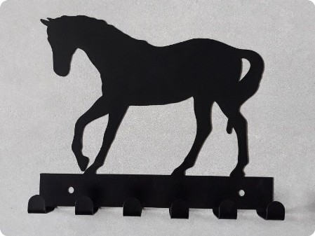Metalowy wieszak koń 6 haczyków czarny